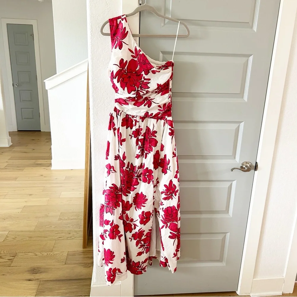 New Abercrombie & Fitch One Shoulder Cutout Floral Printed Maxi Dress